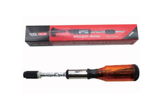 Spiral ratchet screwdriver with plastic handle
Size: 260, 350, 500MM, 5pc bits