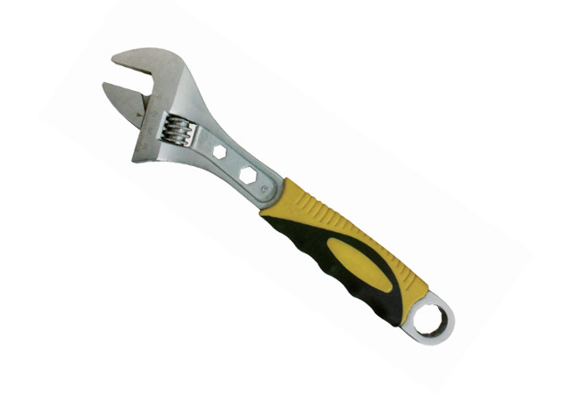 Adjustable wrench with hex and dodecagon holes, plastic handle, Chrome plated
surface
Size: 6