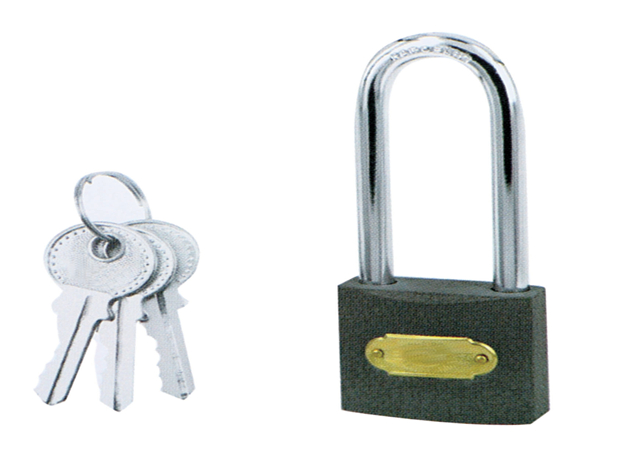 
	Grey iron padlock with long shackle