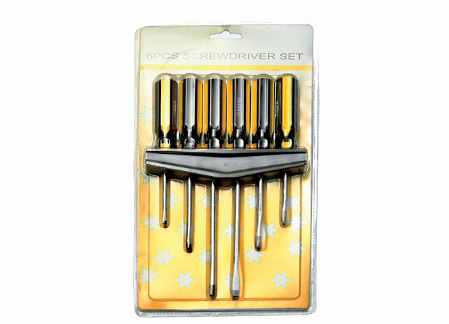 6pcs screwdriver set
Size:  -/+:  6x75, 
6x100, 6x150mm