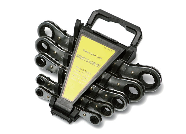 Ratchet double offset ring wrench set, flat type
Size: 5×(6×8, 10×12, 11×13, 14×17, 19×21mm)