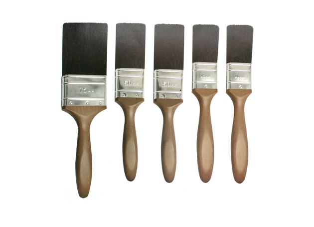 
	Flat brush, 80% tops natural black bristles, stainless steel ferrule, light yellow painted hard wooden handle