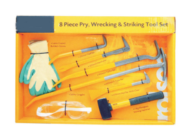 
	8pcs pry wrecking & striking tools set
