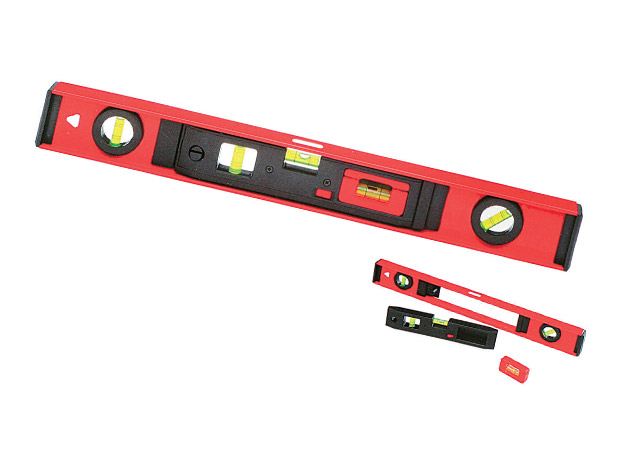 
	Separable spirit level, constructed by 3 parts
	Size: 12”, 16”, 24”, 40”
	 