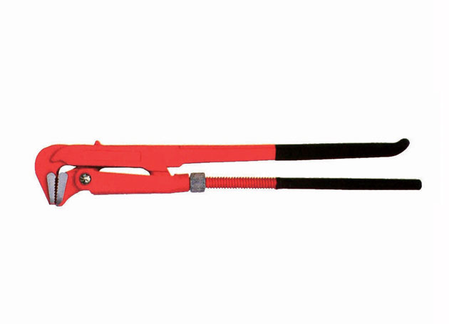 90°bent nose pipe wrench with dipped handle
Size: 3/4”, 1”, 1-1/2”, 2”, 3”, 4”