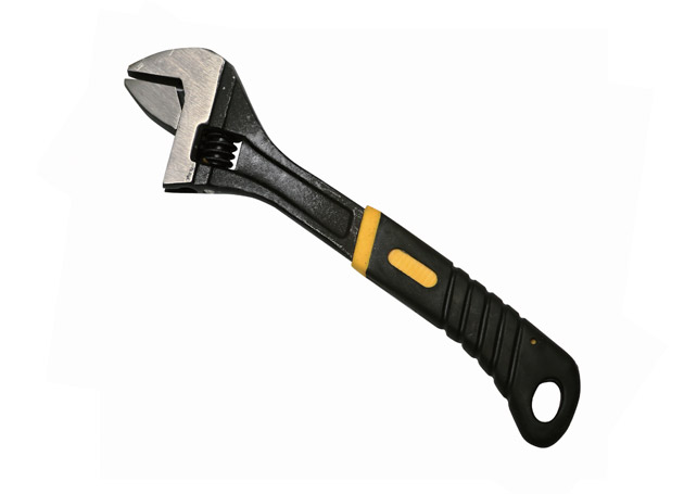 Adjustable  wrench  with  plastic  handle,  black 
finished surface and polished head
Size: 6