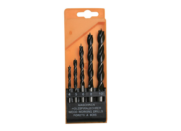 
	5pcs Wood drill bits set, black finished surface Size: 4, 5, 6, 8, 10mm