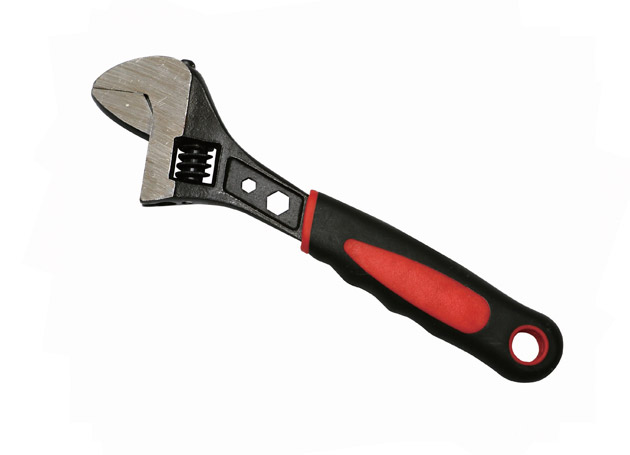 Adjustable wrench with hexagon holes, plastic handle, black finished surface and polished head
Size: 6