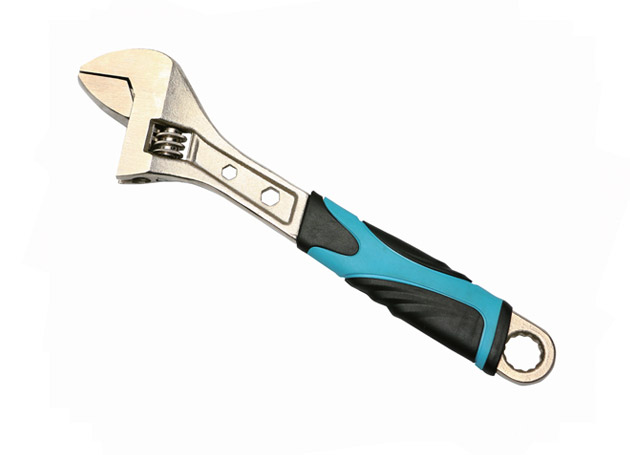 Adjustable wrench with hexagon and dodecagon holes, plastic handle, Nickel-iron alloy plated surface
Size: 6