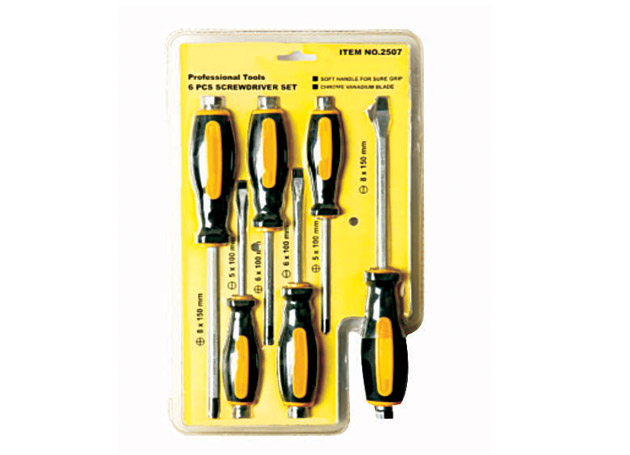6pcs go-through screwdriver set Size: -: 5x100,
6x100, 8x150mm, +: PH1x100, PH2x100, PH3x150mm
